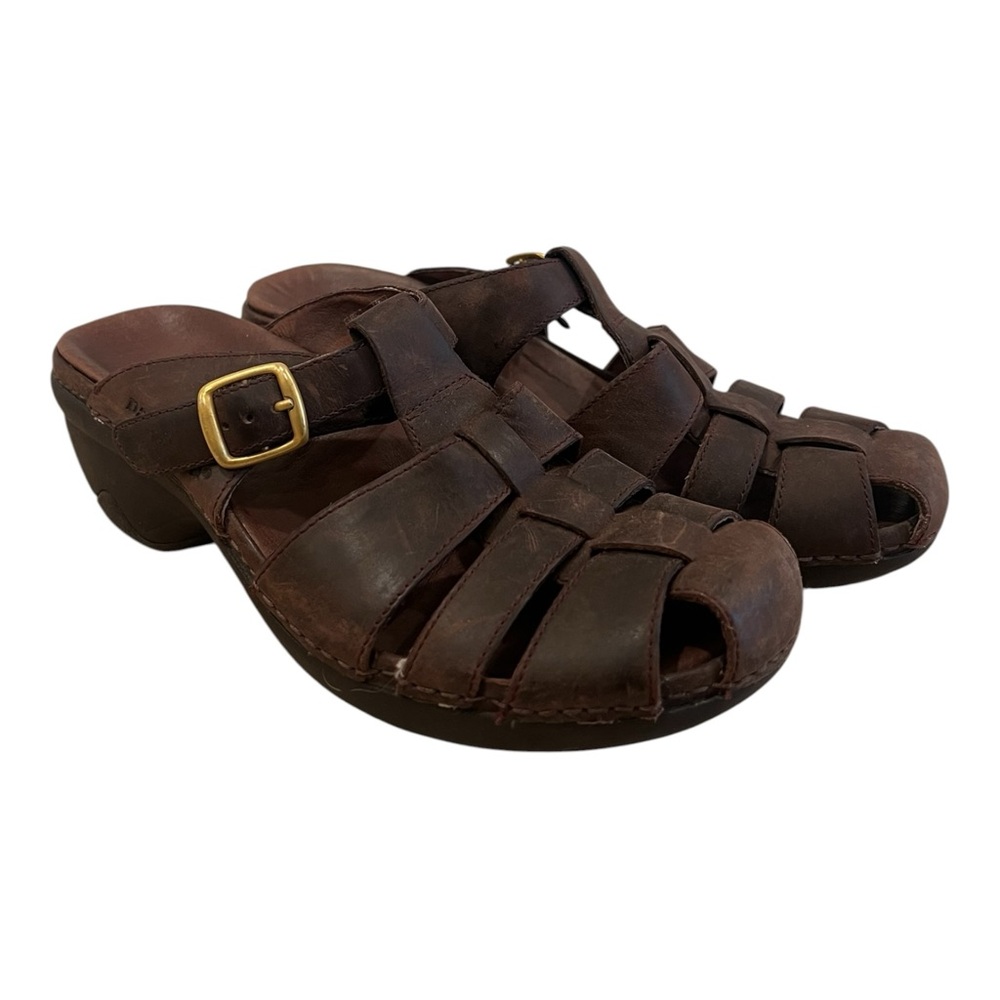 Patagonia Better Clog Lattice Brown Leather Mules Sandals